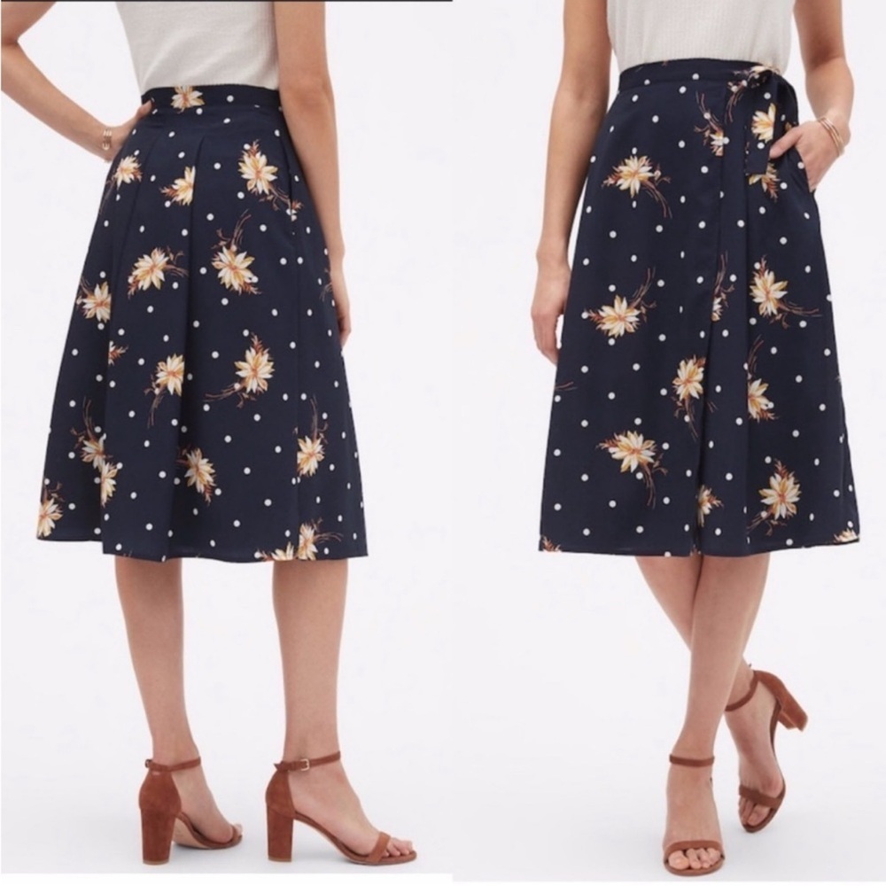 Banana Republic Navy Floral Polka Dot Midi Skirt - Picture 7 of 7